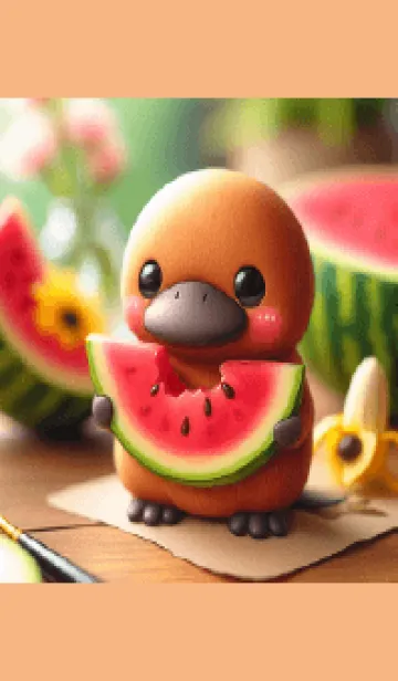 [LINE着せ替え] スイカを食べるカモノハシ-0319180の画像1