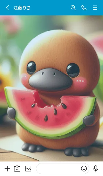 [LINE着せ替え] スイカを食べるカモノハシ-0319180の画像2