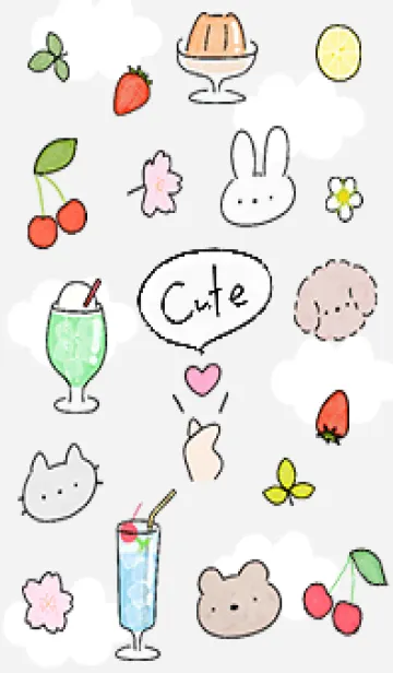 [LINE着せ替え] ホワイト cute icon 01_1の画像1