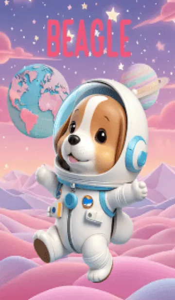 [LINE着せ替え] Lovely Beagle Dog In Galaxy Theme (JP)の画像1
