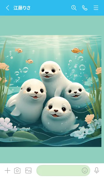 [LINE着せ替え] Cute seals in the sea (JP)の画像2