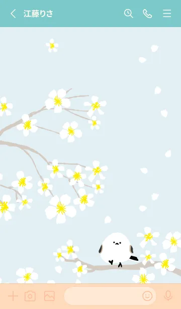 [LINE着せ替え] シマエナガ 白い花11の画像2