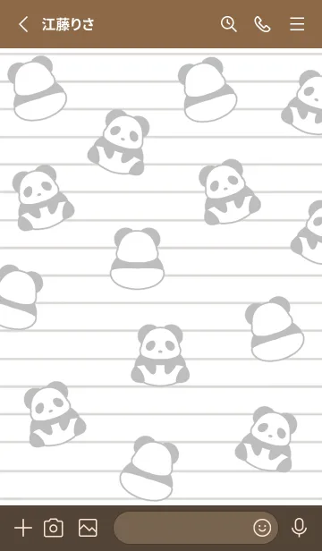 [LINE着せ替え] パンダたくさんノート/ブラウンの画像2