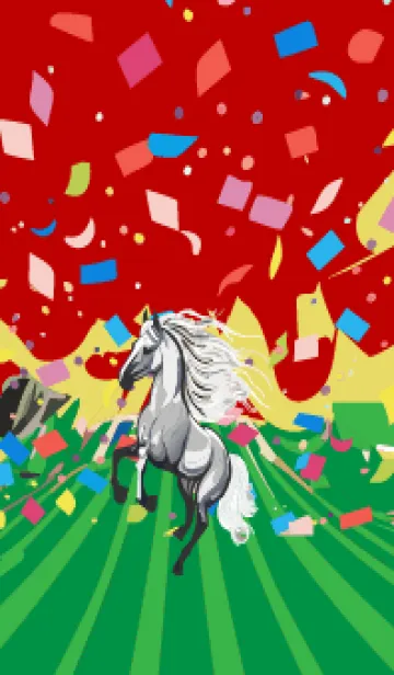 [LINE着せ替え] red & beige かわいいお馬さんの画像1