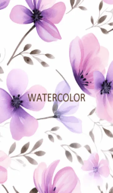 [LINE着せ替え] WATERCOLOR-PURPLE FLOWER 3の画像1