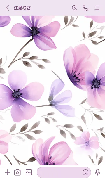 [LINE着せ替え] WATERCOLOR-PURPLE FLOWER 3の画像2