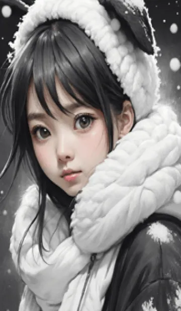 [LINE着せ替え] Cute girl illustration, snow winter 8W4の画像1