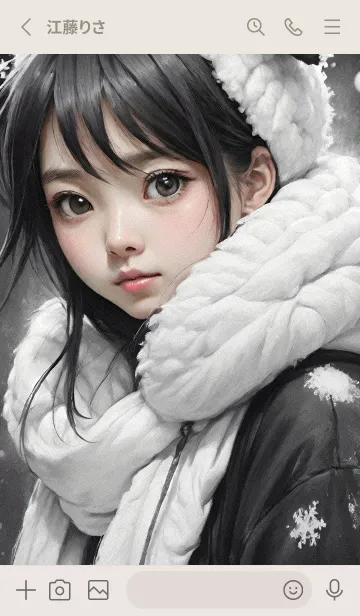[LINE着せ替え] Cute girl illustration, snow winter 8W4の画像2
