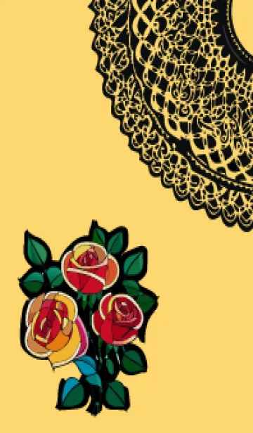 [LINE着せ替え] light yellow ステンドグラスの薔薇の画像1