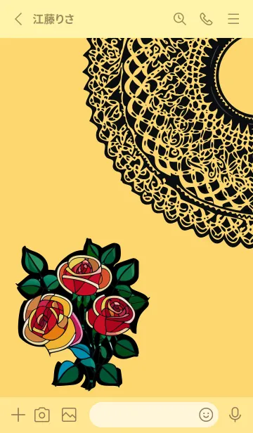 [LINE着せ替え] light yellow ステンドグラスの薔薇の画像2