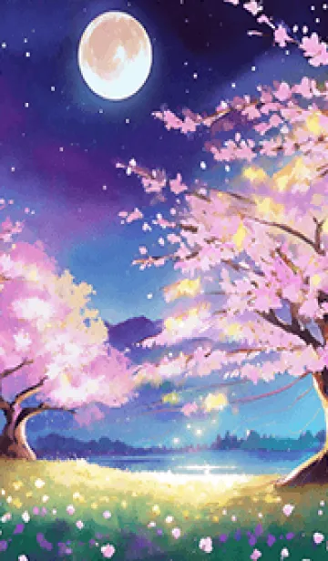 [LINE着せ替え] 美しい夜桜の着せかえ#275の画像1