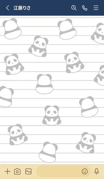 [LINE着せ替え] パンダたくさんノート/ネイビーブルーの画像2
