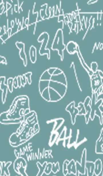 [LINE着せ替え] バスケットボール グラフィティ グリーンの画像1