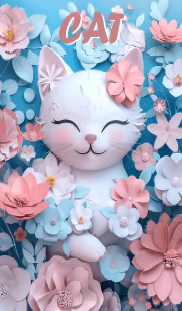 [LINE着せ替え] Cute cat and flower bush(JP)の画像1