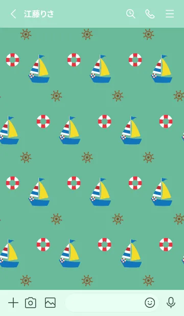[LINE着せ替え] 小さいヨット 青緑の画像2