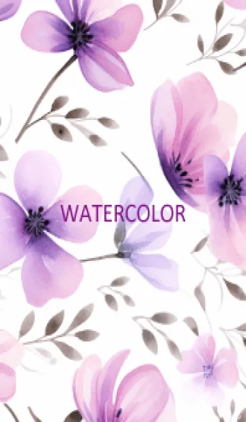 [LINE着せ替え] WATERCOLOR-PURPLE FLOWER 4の画像1
