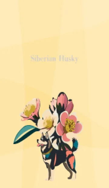 [LINE着せ替え] light brown & yellow 桜とハスキーの画像1