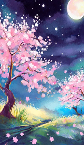 [LINE着せ替え] 美しい夜桜の着せかえ#300の画像1