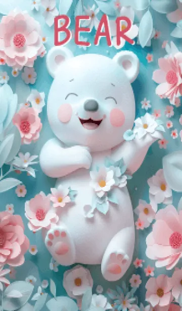 [LINE着せ替え] Cute white bear and flowers(JP)の画像1
