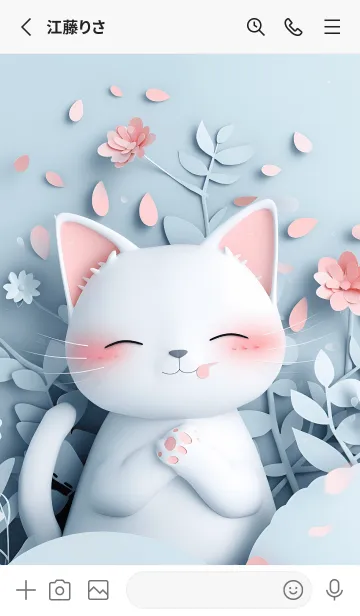 [LINE着せ替え] Lucky cute cat and flowers(JP)の画像2