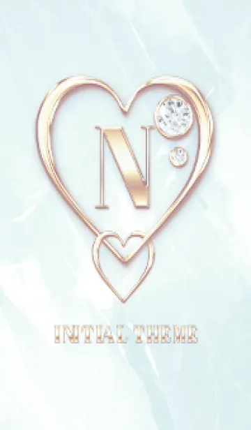 [LINE着せ替え] 【 N 】 Heart Charm & Initial - Blue 2の画像1