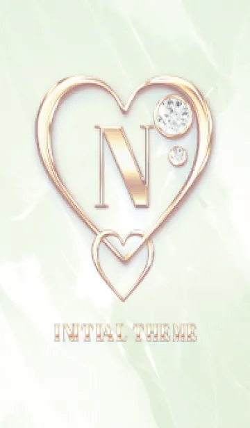 [LINE着せ替え] 【 N 】 Heart Charm & Initial - Greenの画像1