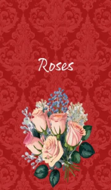 [LINE着せ替え] red & beige 洋風の薔薇の花束の画像1