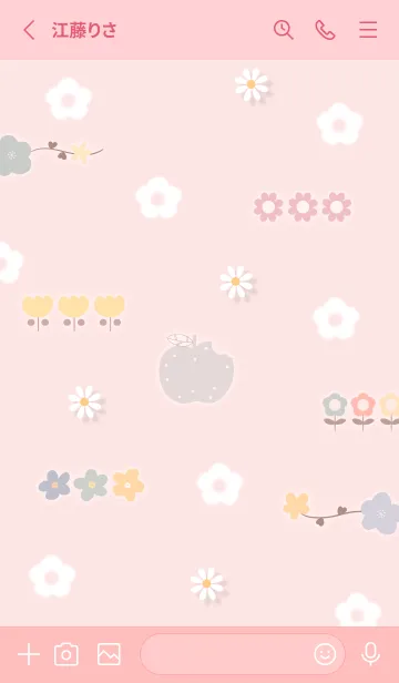 [LINE着せ替え] ピーチピンク 林檎と花06_1の画像2