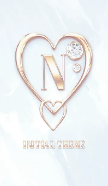 [LINE着せ替え] 【 N 】 Heart Charm & Initial - Blue Gの画像1