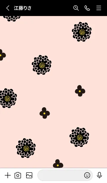 [LINE着せ替え] 2種の花 黒26の画像2