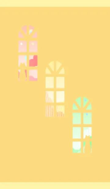 [LINE着せ替え] 窓辺の猫のシルエット 薄い黄色の画像1