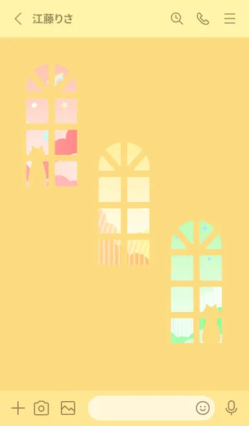 [LINE着せ替え] 窓辺の猫のシルエット 薄い黄色の画像2