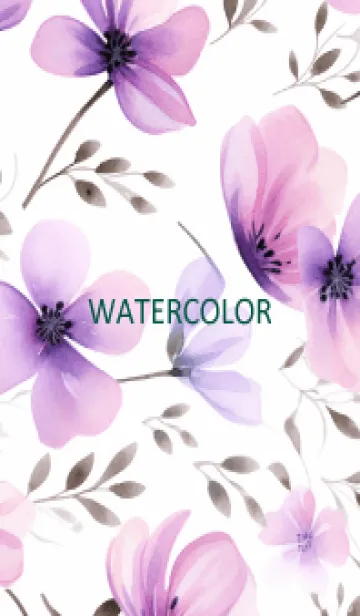 [LINE着せ替え] WATERCOLOR-PURPLE FLOWER 5の画像1