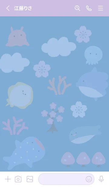 [LINE着せ替え] 青紫 魚のお花見12_1の画像2