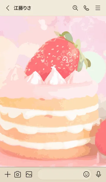 [LINE着せ替え] red & beige いちごのケーキの画像2