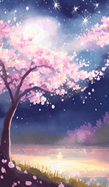 [LINE着せ替え] 美しい夜桜の着せかえ#320の画像1