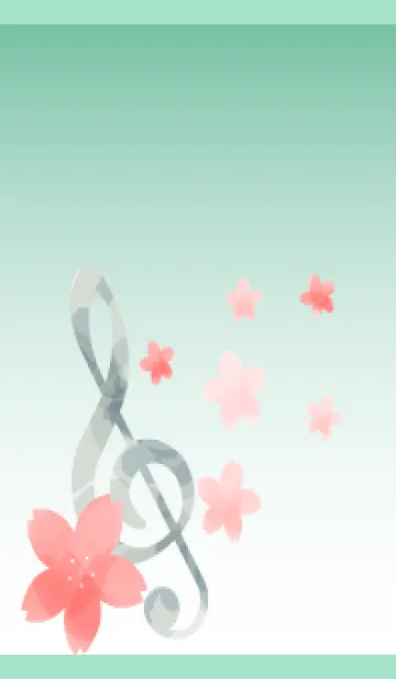 [LINE着せ替え] さくらとト音記号 青緑の画像1