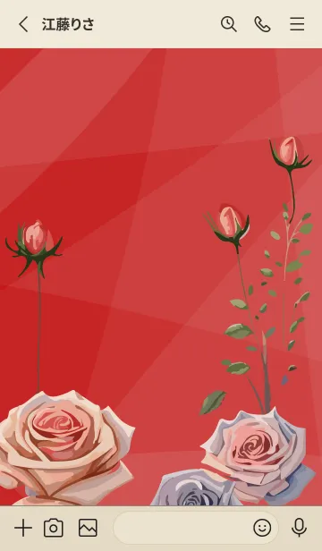 [LINE着せ替え] red & beige おしゃれな花の画像2
