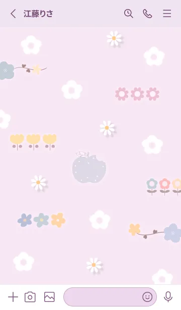 [LINE着せ替え] すみれ色 林檎と花08_1の画像2