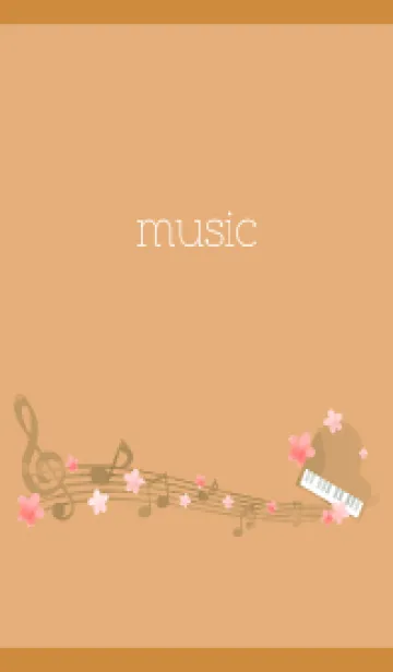 [LINE着せ替え] 桜と音符 茶色の画像1