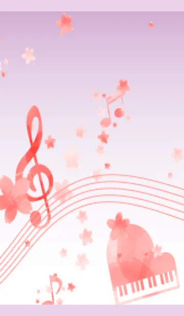 [LINE着せ替え] 桜と音符 ライトパープルの画像1