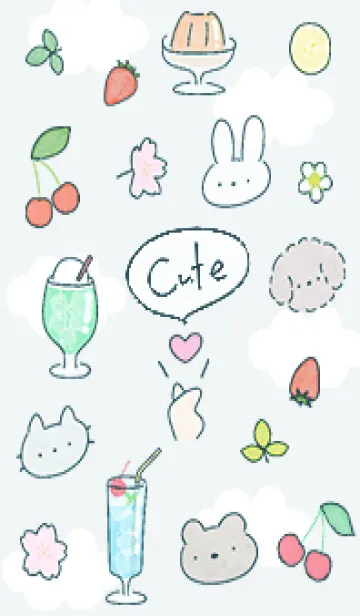 [LINE着せ替え] ブルーグリーン cute icon 06_1の画像1