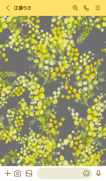 [LINE着せ替え] Spring color flowers -mimosa gray-の画像2