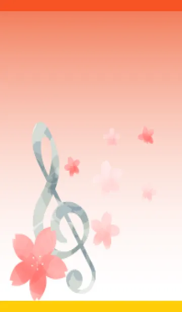 [LINE着せ替え] さくらとト音記号 赤と黄色の画像1