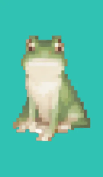 [LINE着せ替え] カエルのドット絵のきせかえ Green 08の画像1