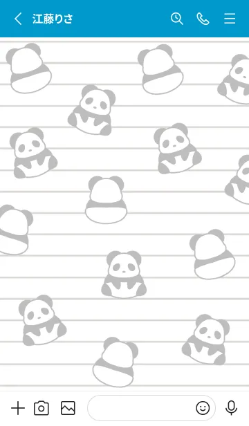 [LINE着せ替え] パンダたくさんノート/ライトブルー/黄色の画像2
