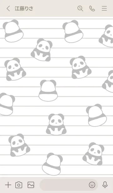 [LINE着せ替え] パンダたくさんノート/クリームピンクの画像2