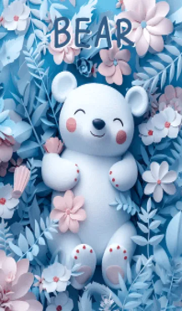 [LINE着せ替え] Cute white bear with flowers(JP)の画像1