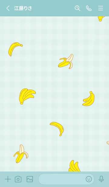 [LINE着せ替え] バナナ チェック柄12の画像2