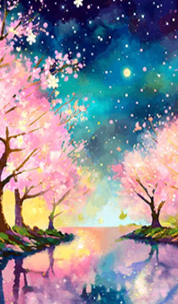 [LINE着せ替え] 美しい夜桜の着せかえ#355の画像1